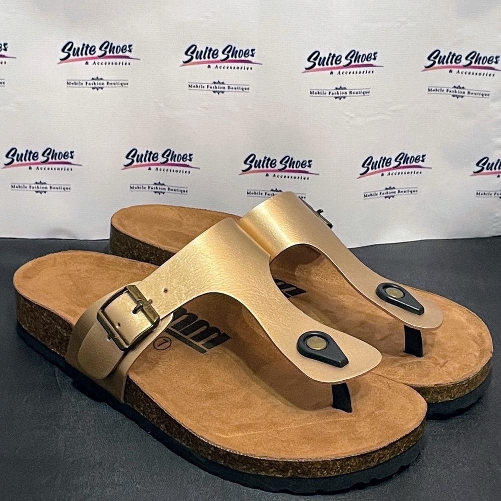 Womens Sandals T-Strap Soft Cork Flip Flops